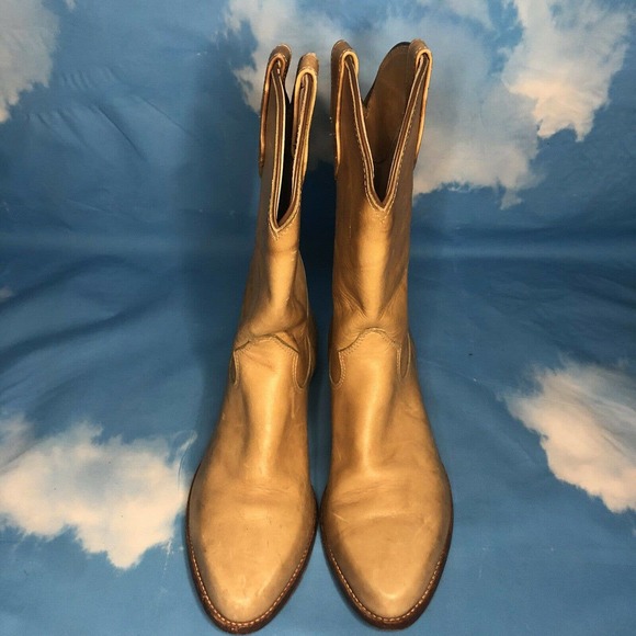 Frye Womens Leather Slip On Cowboy Boots Tan 7 - Picture 4 of 9